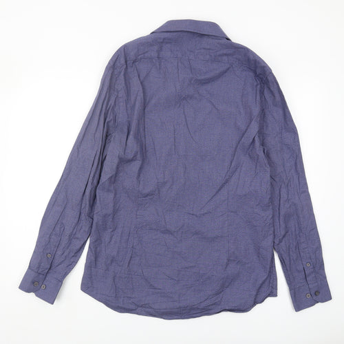 Moss London Men's Blue Slim Fit Geometric Shirt 16