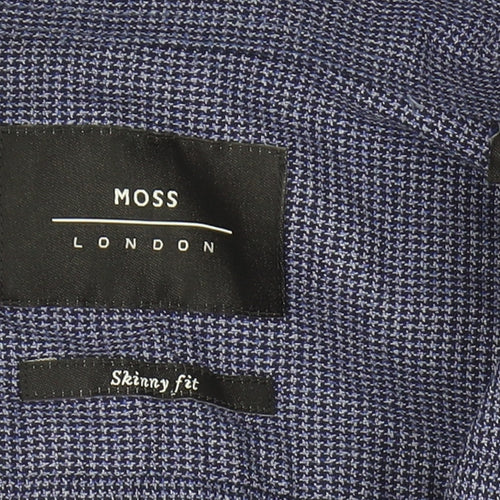 Moss London Men's Blue Slim Fit Geometric Shirt 16