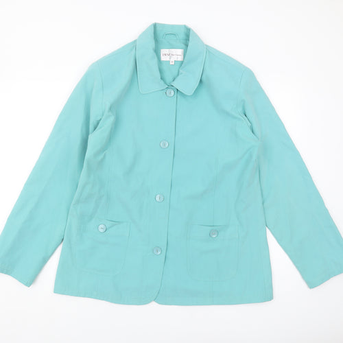 EWM Women's Blue Casual Mid-Length Jacket, Size 14