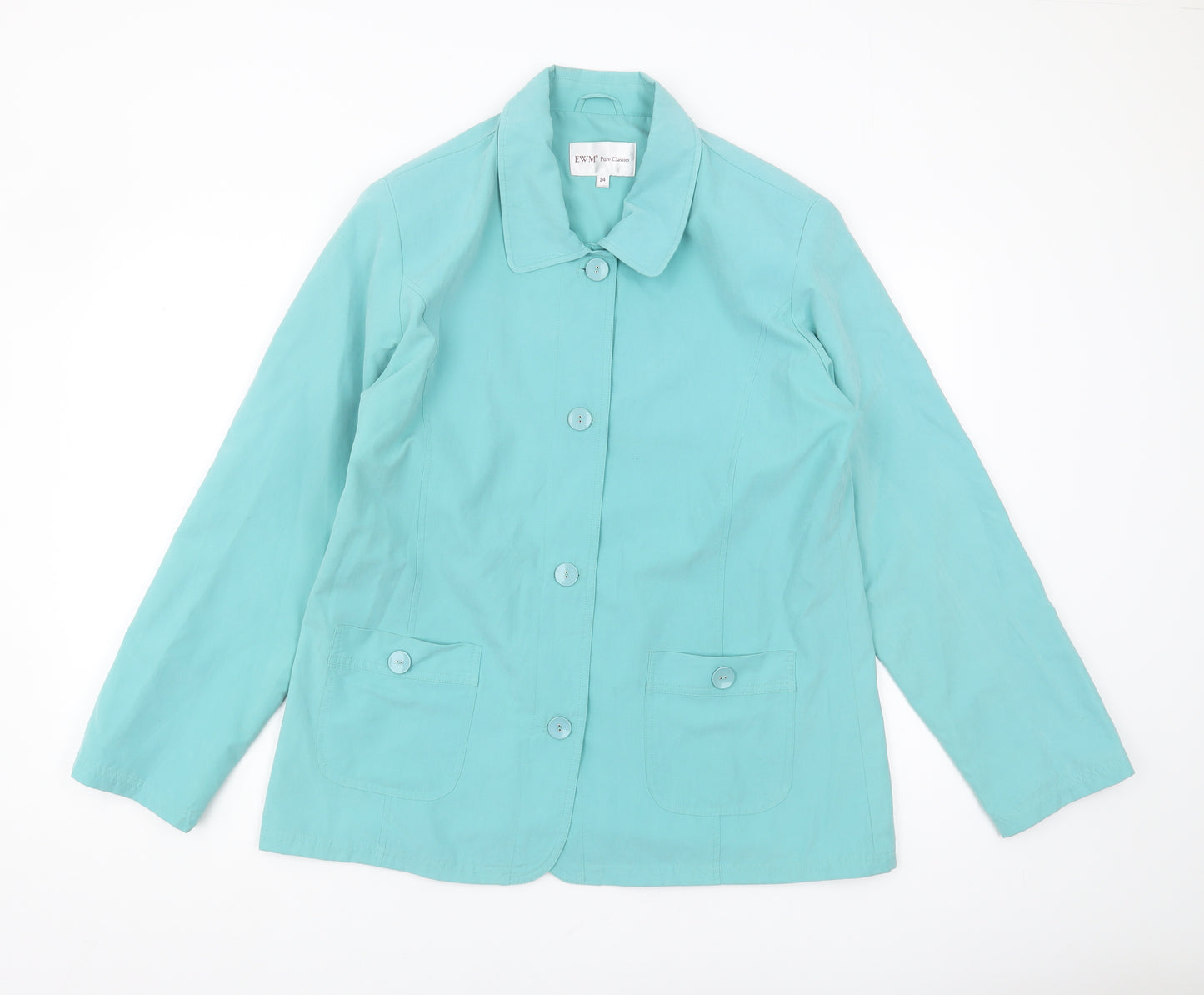 EWM Women's Blue Casual Mid-Length Jacket, Size 14