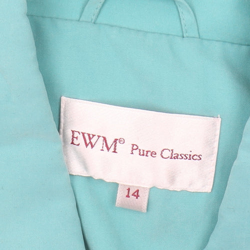 EWM Women's Blue Casual Mid-Length Jacket, Size 14
