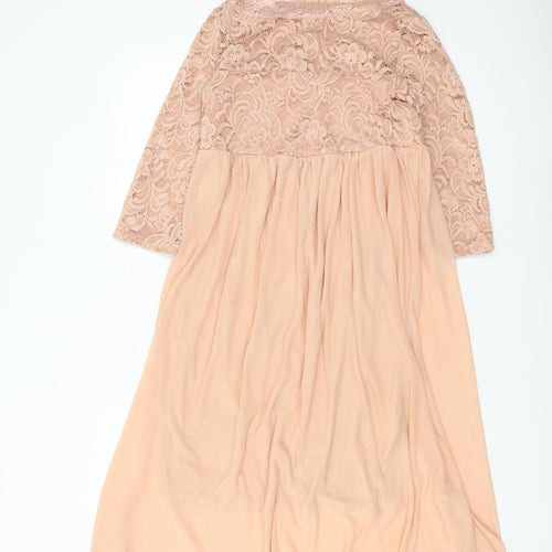 Mamalicious Beige Maternity Dress 3/4 Sleeve S