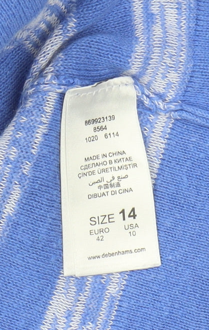 Debenhams Women's Blue Striped 3/4 Sleeve T-Shirt