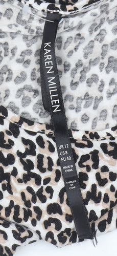 Karen Millen Women's Leopard Print Tie T-Shirt