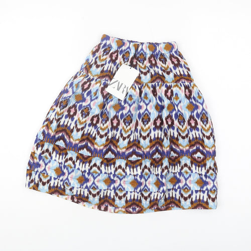 Zara Girls Multicoloured Ikat Cotton Skirt, Size 6 Years