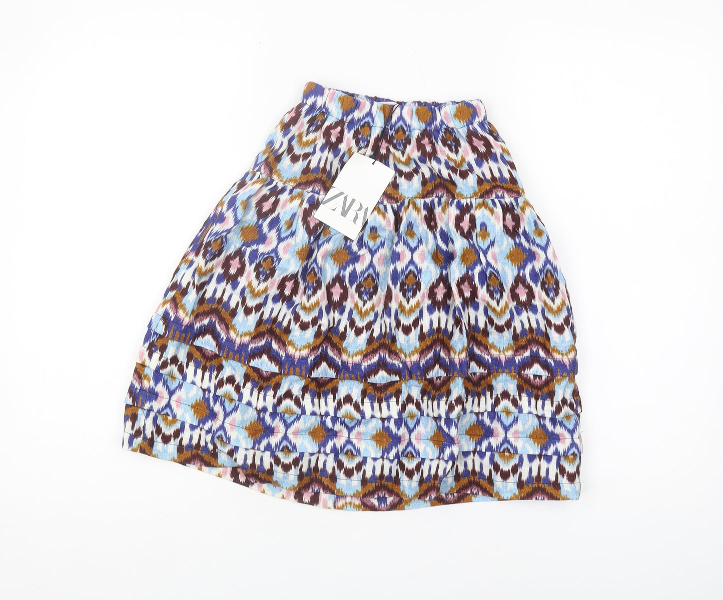 Zara Girls Multicoloured Ikat Cotton Skirt, Size 6 Years