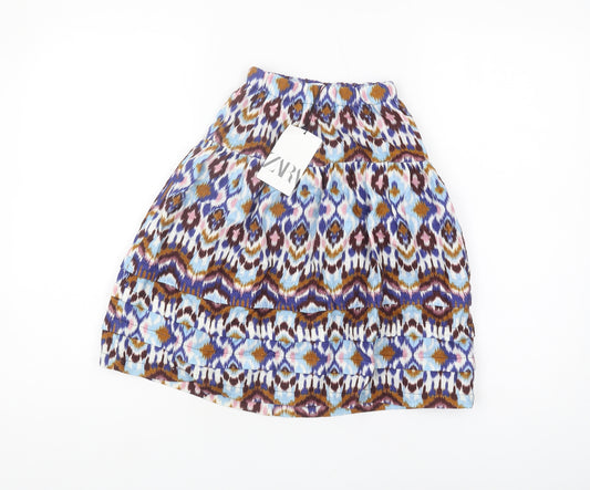 Zara Girls Multicoloured Ikat Cotton Skirt, Size 6 Years