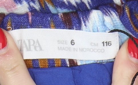 Zara Girls Multicoloured Ikat Cotton Skirt, Size 6 Years