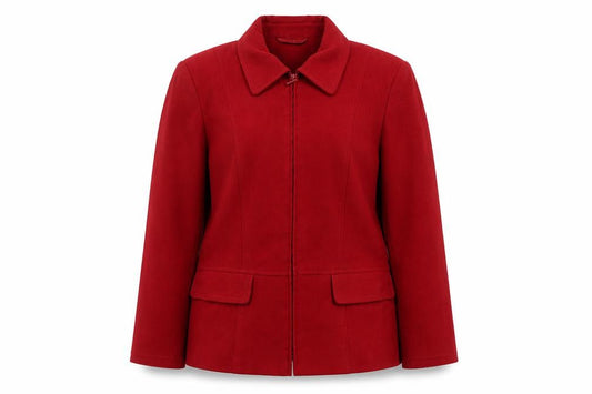 Front view of BHS Women’s Red Zip Jacket, size UK 12, Lined