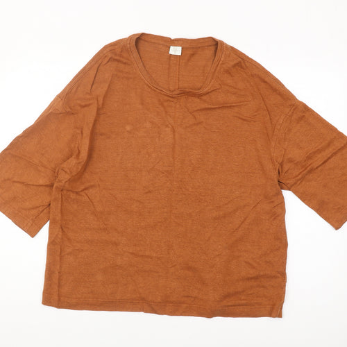Poetry Women's Brown Linen T-Shirt, Size 14