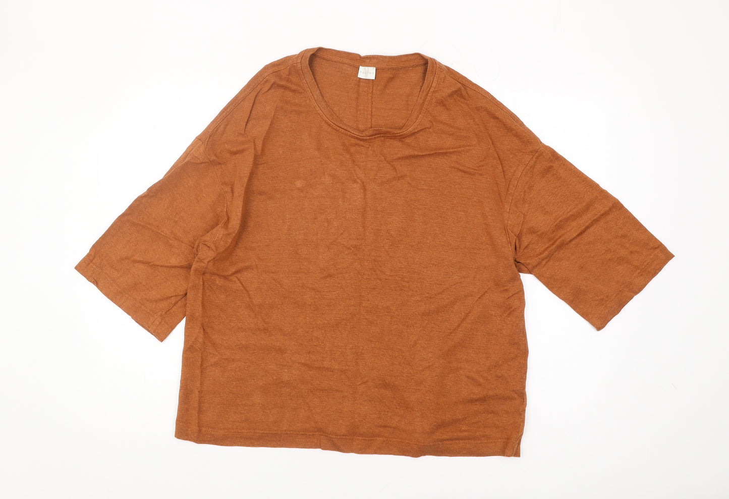Poetry Women's Brown Linen T-Shirt, Size 14