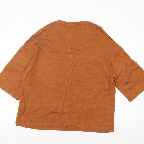 Poetry Women's Brown Linen T-Shirt, Size 14