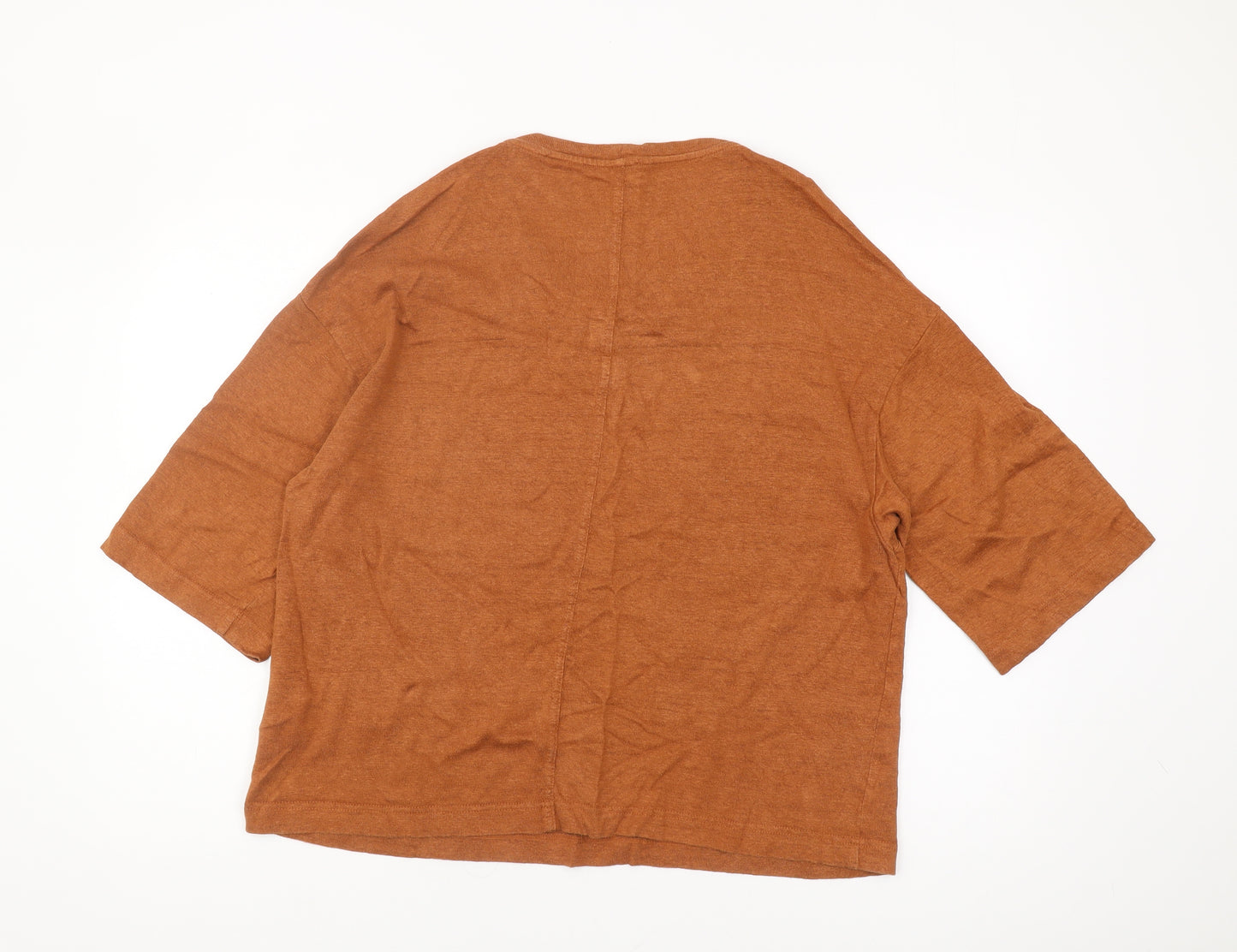 Poetry Women's Brown Linen T-Shirt, Size 14