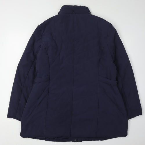 BHS Women's Blue Puffer Coat Size 20, Belted, Hooded