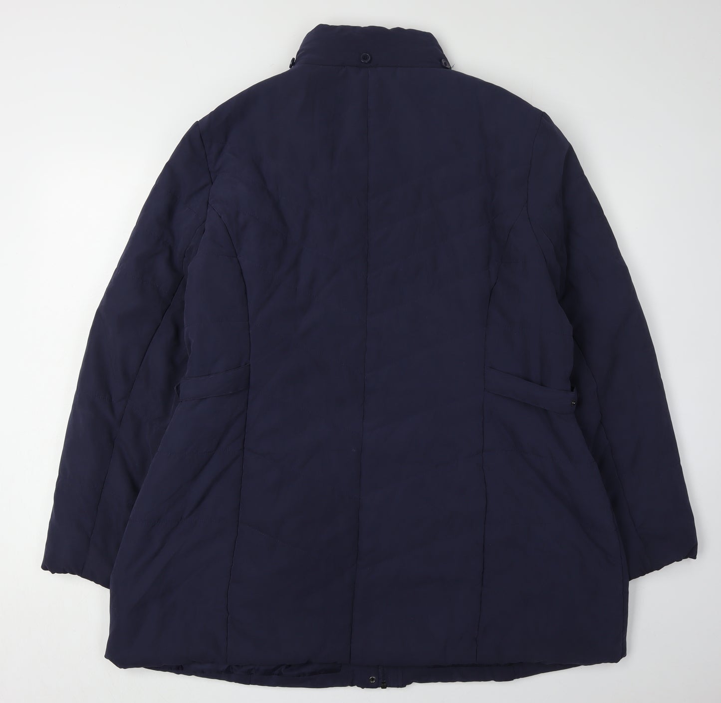 BHS Women's Blue Puffer Coat Size 20, Belted, Hooded