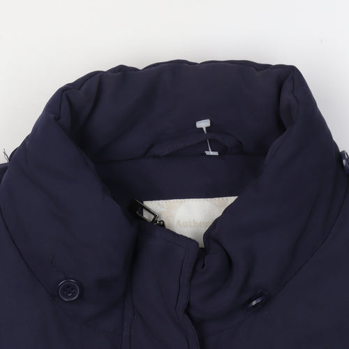 BHS Women's Blue Puffer Coat Size 20, Belted, Hooded