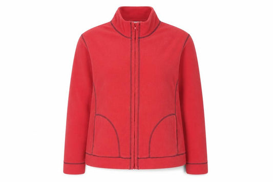 Front view of Essentials Women's Red Fleece Jacket, size 18