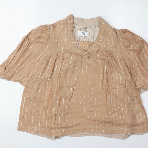 Noa Noa Women's Beige Blouse, Size 8, Striped