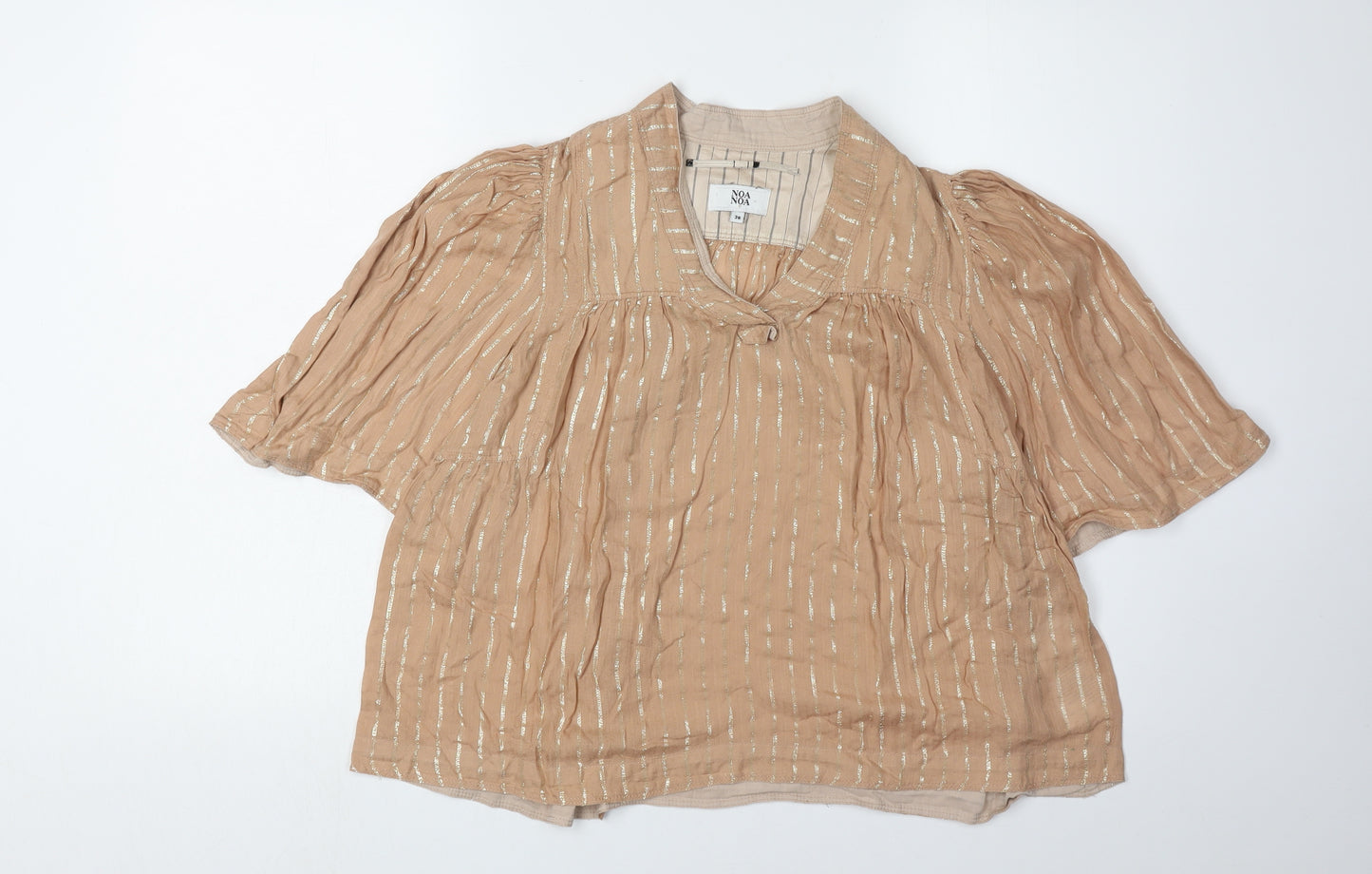 Noa Noa Women's Beige Blouse, Size 8, Striped