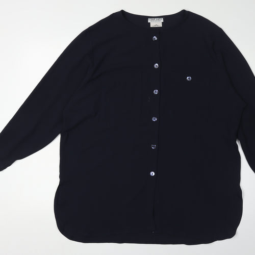 Jaeger Women's Blue Button-Up Long Sleeve Shirt
