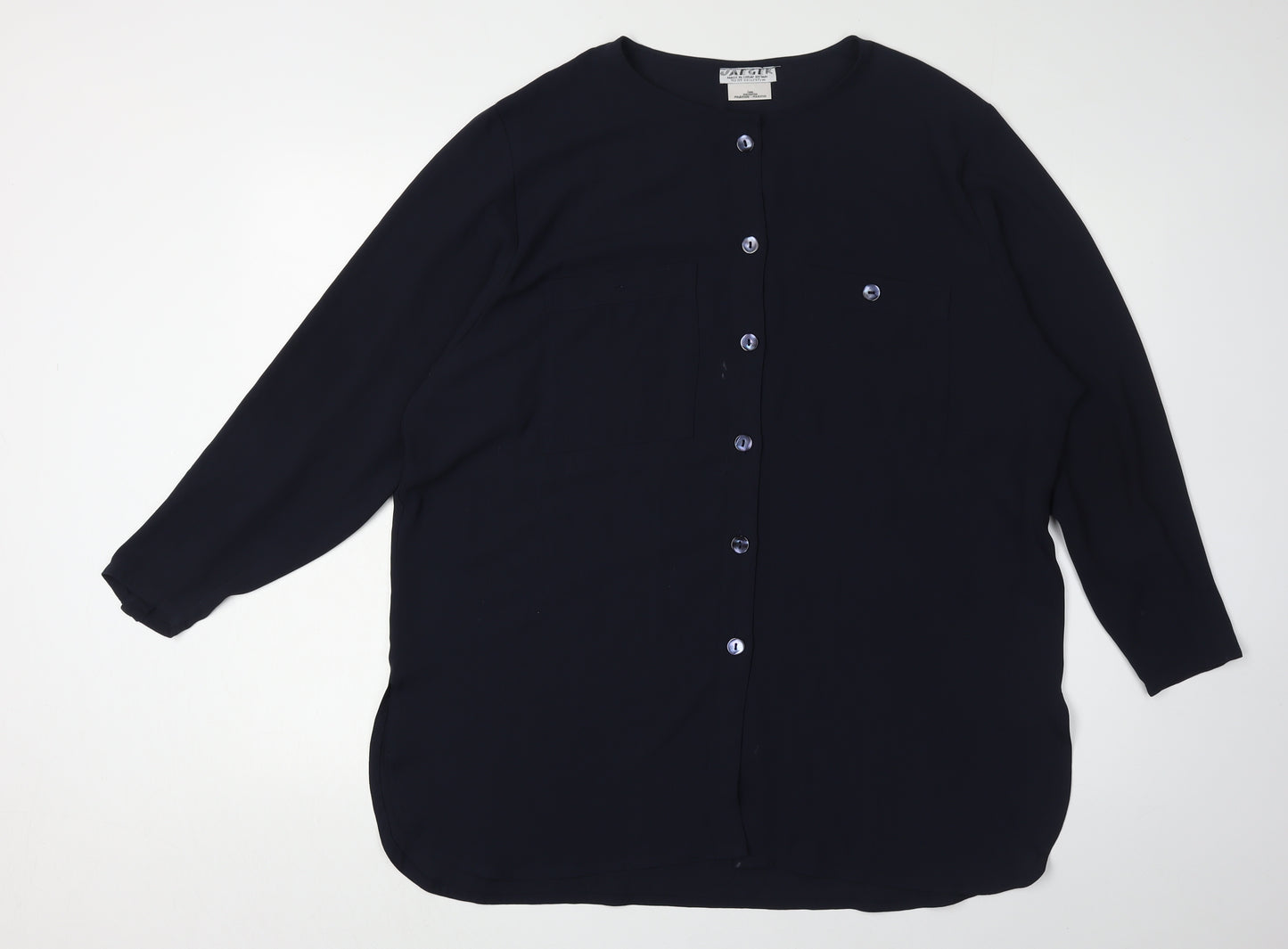 Jaeger Women's Blue Button-Up Long Sleeve Shirt