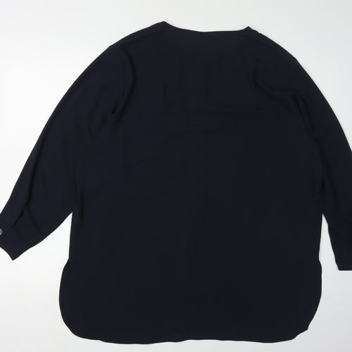 Jaeger Women's Blue Button-Up Long Sleeve Shirt