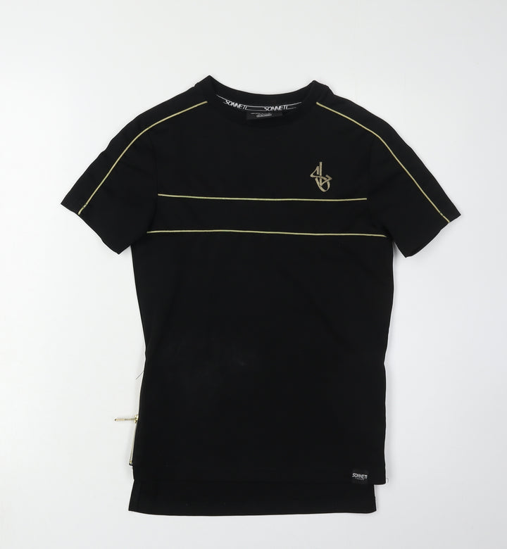 Sonnet London Boys Black T-Shirt, 8-10 Years, Short Sleeve