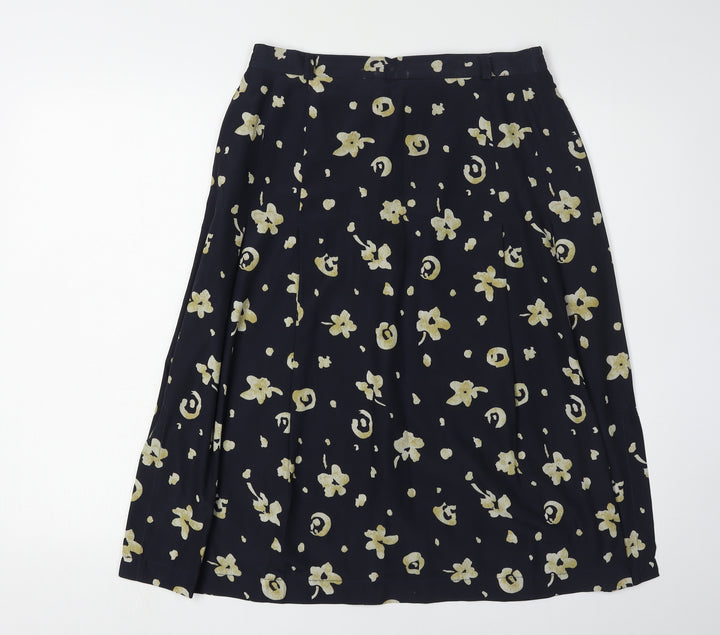 Jacques Vert Women's Blue Floral Pleated Skirt Size 12