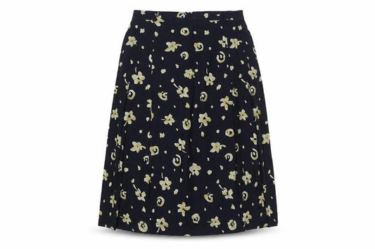 Front view of Jacques Vert Women's Blue Floral Pleated Skirt, size 12