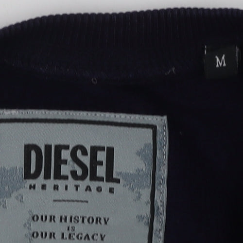 Diesel Unisex Blue Cotton Logo Pullover Sweatshirt M