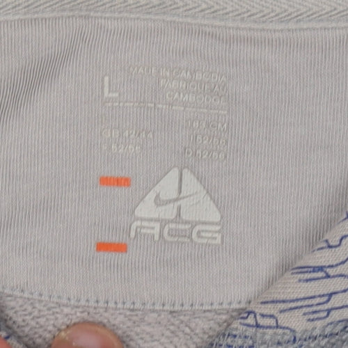 Nike Men's Grey Pullover Hoodie - Size L