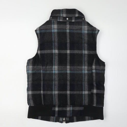 White Stuff Women's Black Plaid Wool Blend Waistcoat
