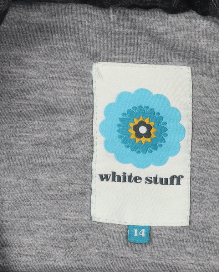 White Stuff Women's Black Plaid Wool Blend Waistcoat