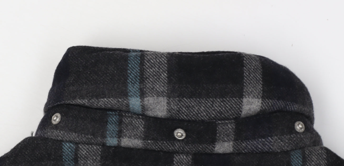 White Stuff Women's Black Plaid Wool Blend Waistcoat