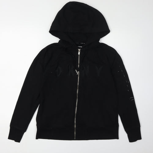 DKNY Women's Black Full Zip Hoodie - Medium, Casual Wear