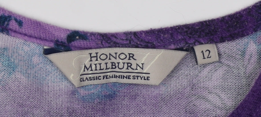 Honor Millburn Women's Purple Floral Pullover Jumper Size 12
