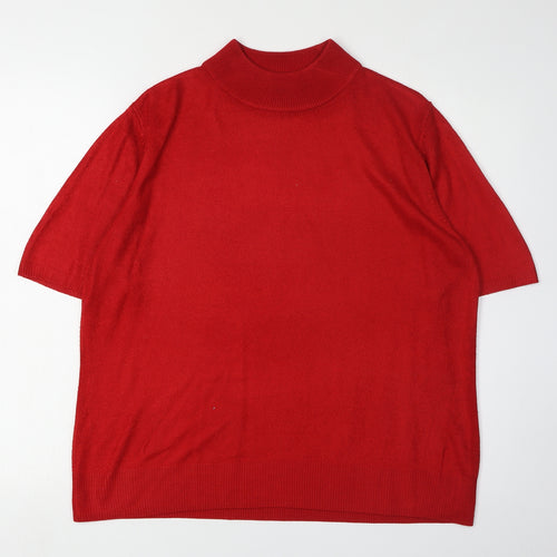 Alexara Women's Red Short Sleeve Mock Neck Jumper M