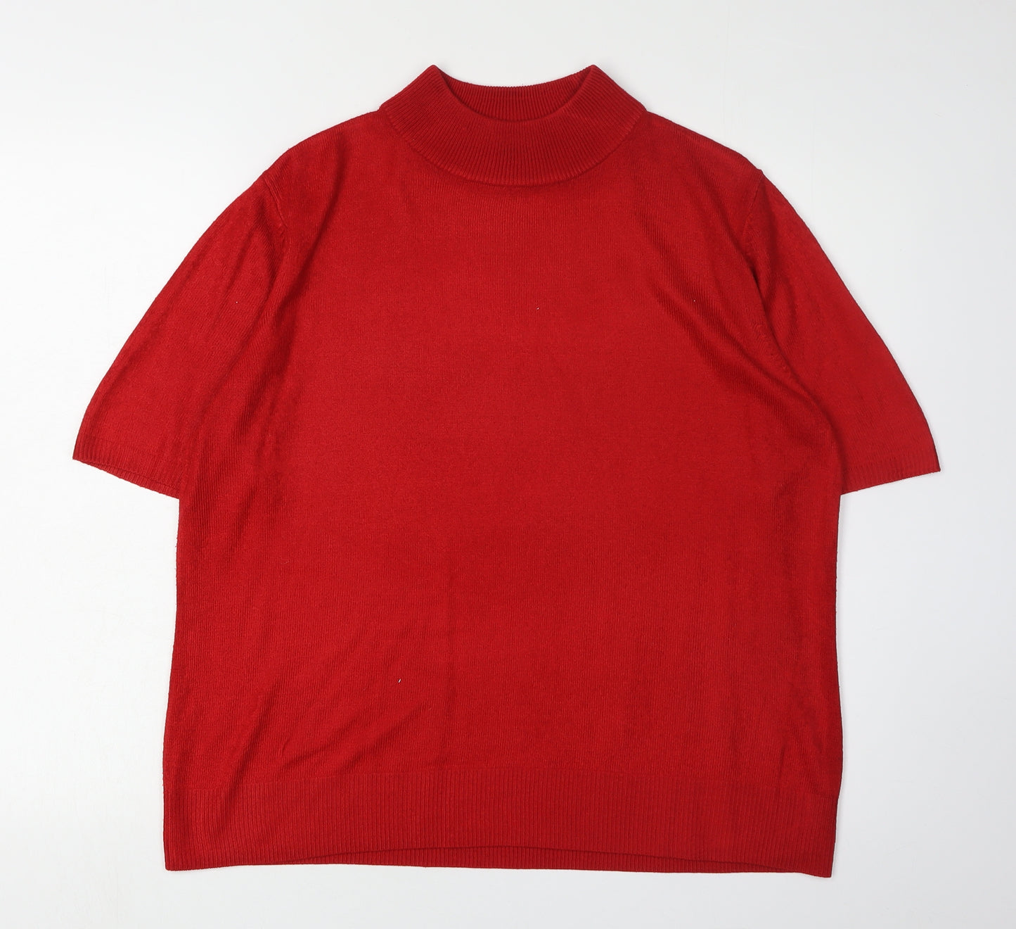 Alexara Women's Red Short Sleeve Mock Neck Jumper M