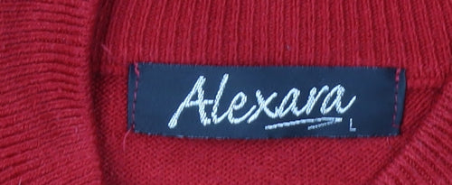 Alexara Women's Red Short Sleeve Mock Neck Jumper M