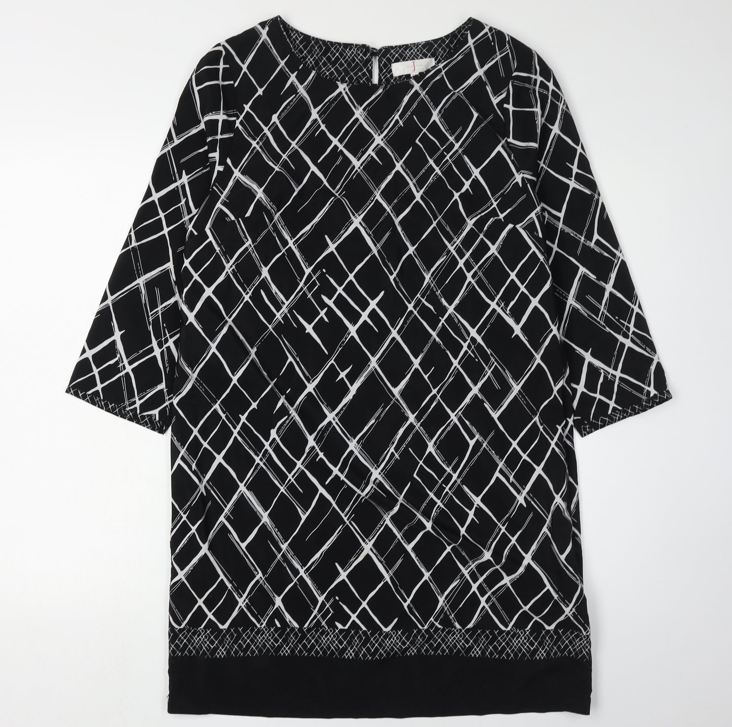 Jasper Conran Women's Black Geometric Dress 3/4 Sleeve 10