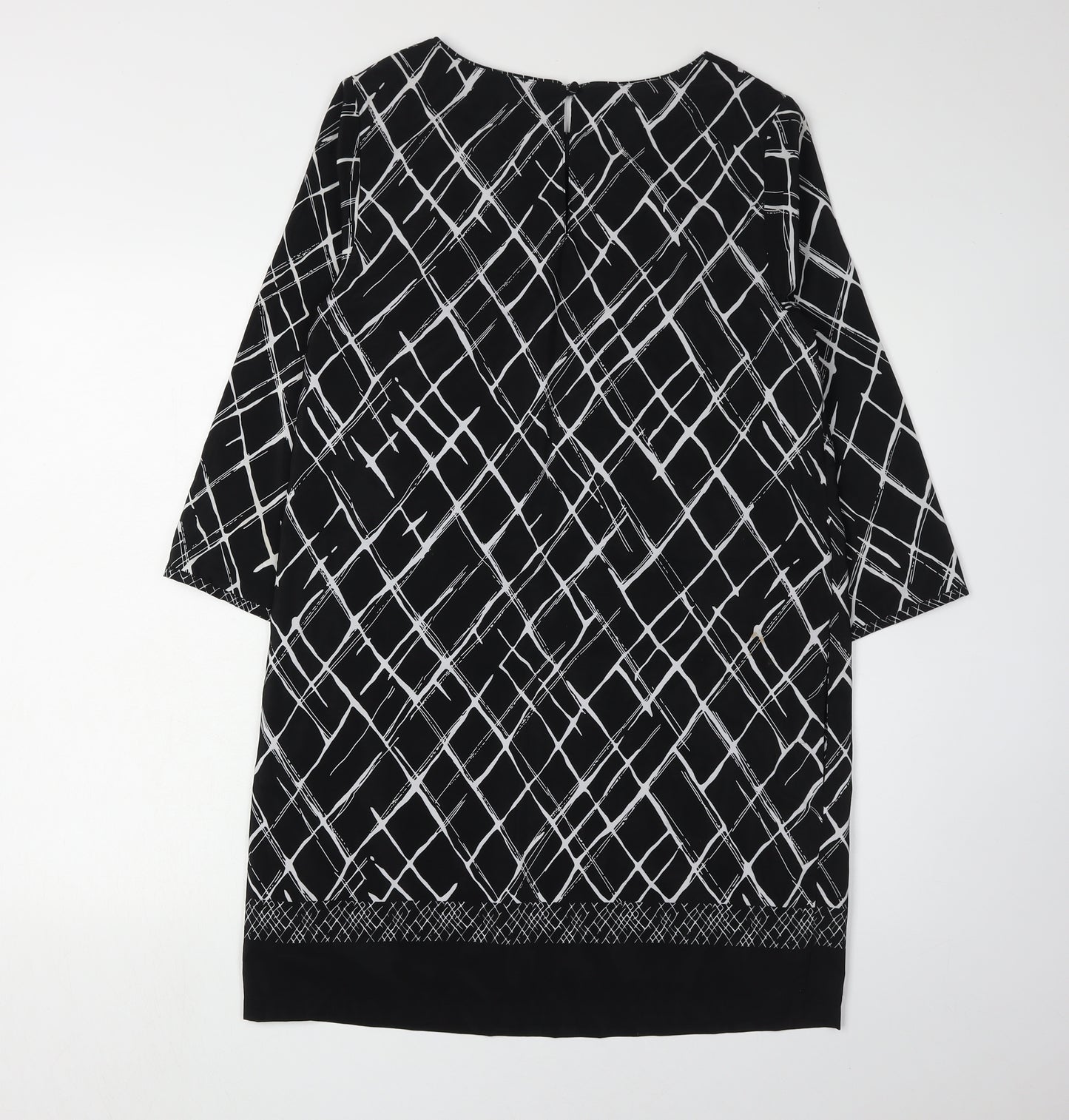 Jasper Conran Women's Black Geometric Dress 3/4 Sleeve 10