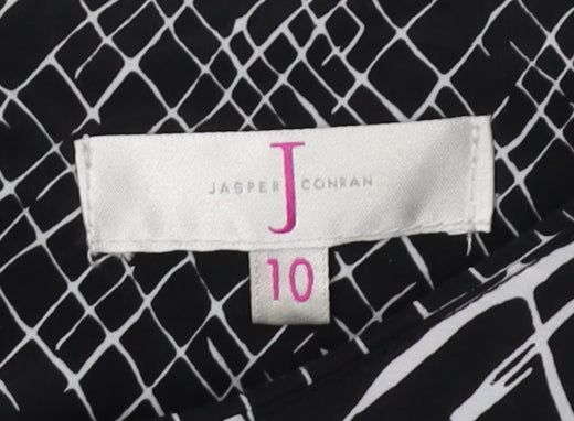 Jasper Conran Women's Black Geometric Dress 3/4 Sleeve 10