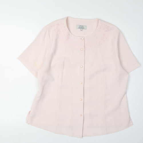 Honor Millburn Women's Pink Embroidered Blouse Size 16