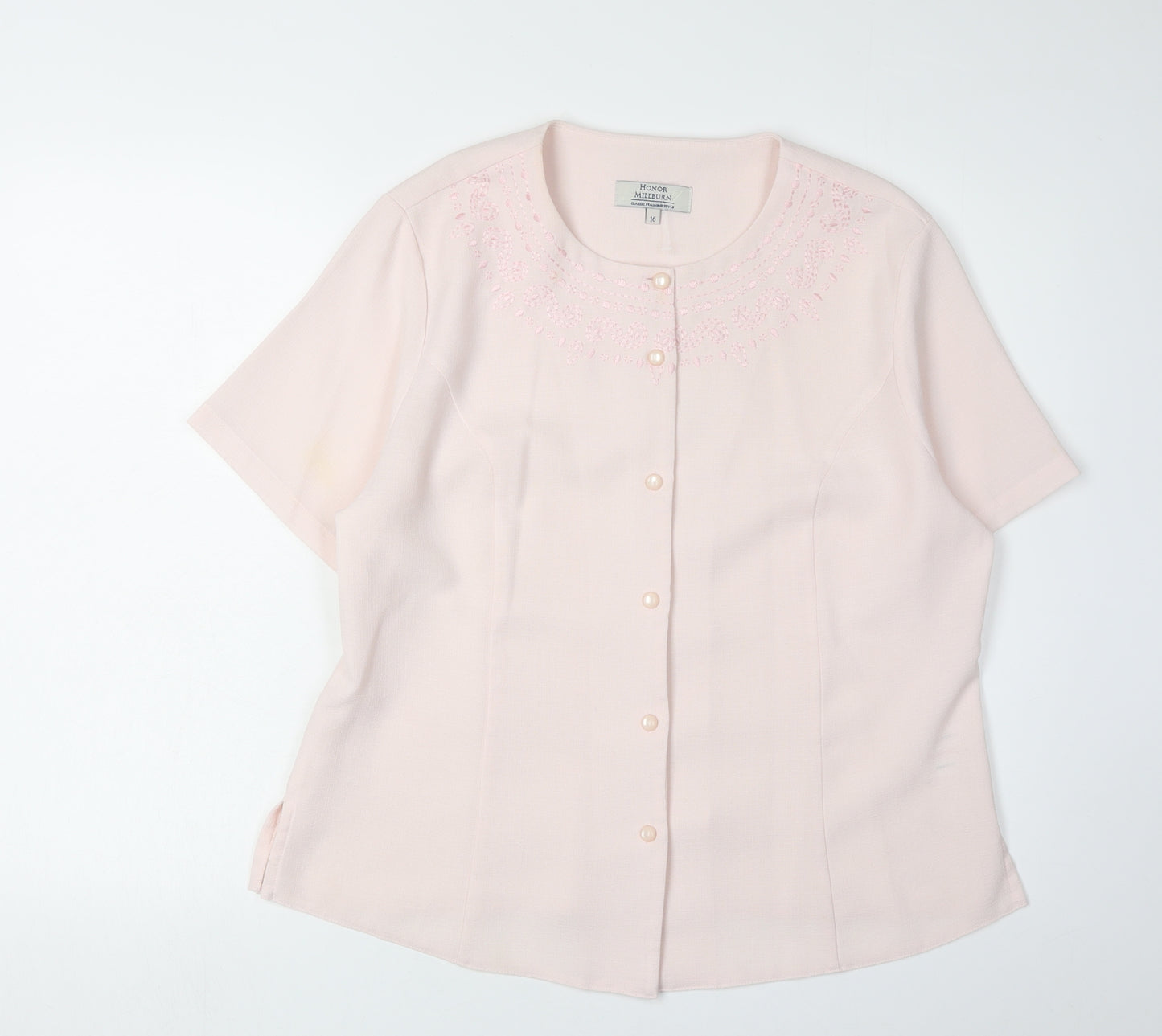 Honor Millburn Women's Pink Embroidered Blouse Size 16