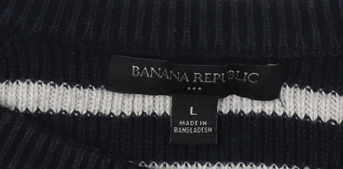 Banana Republic Women's Black Striped Pullover Jumper L