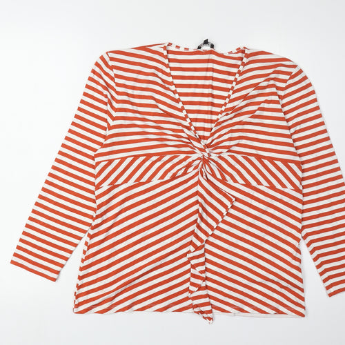 Jaeger Women's Red Stripe Wrap Top, Size L, Viscose Blend