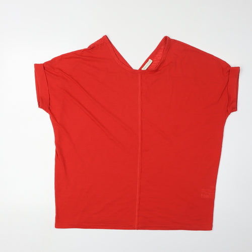Whistles Women's Red V-Neck Short Sleeve T-Shirt Medium