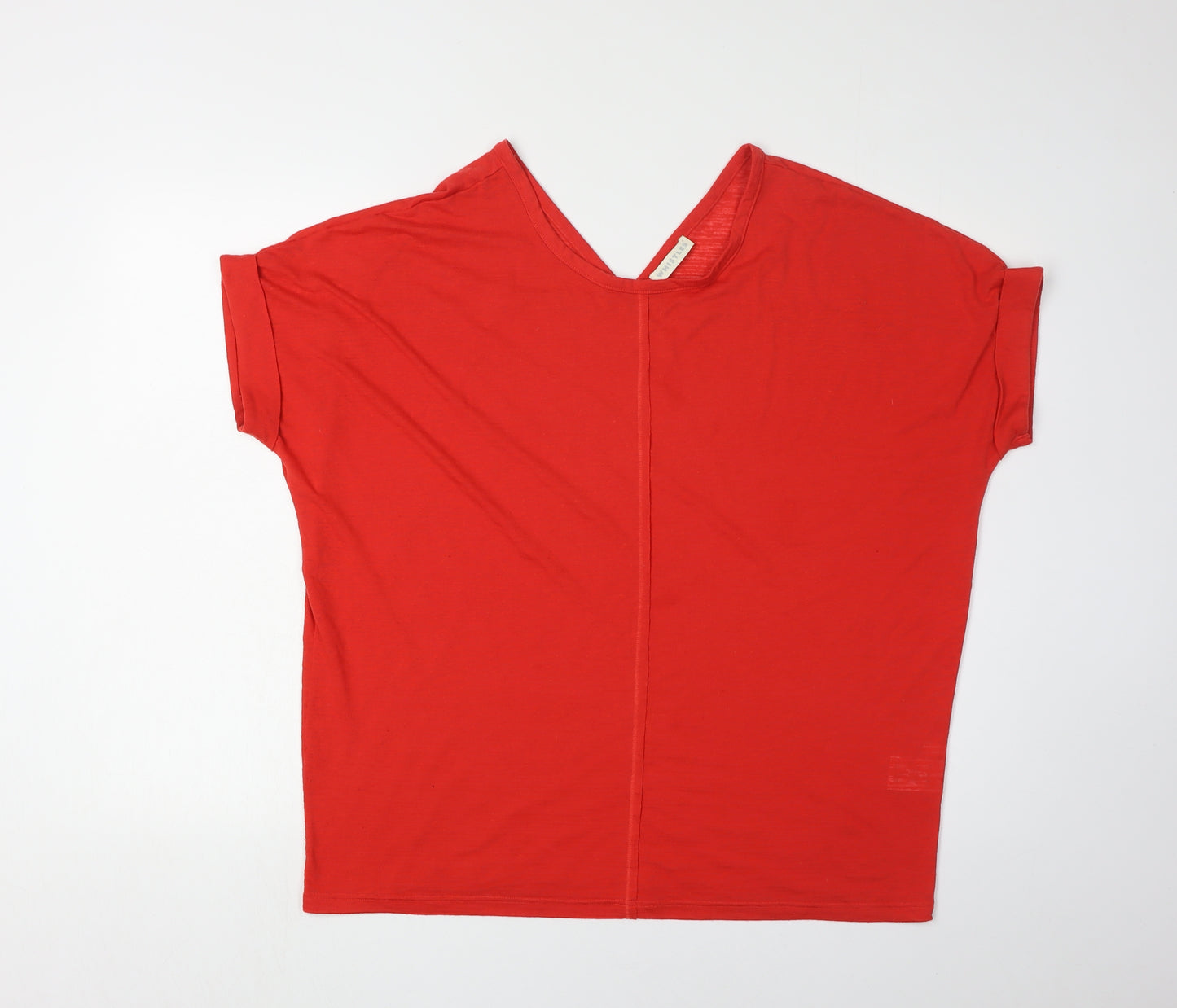 Whistles Women's Red V-Neck Short Sleeve T-Shirt Medium