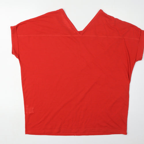 Whistles Women's Red V-Neck Short Sleeve T-Shirt Medium