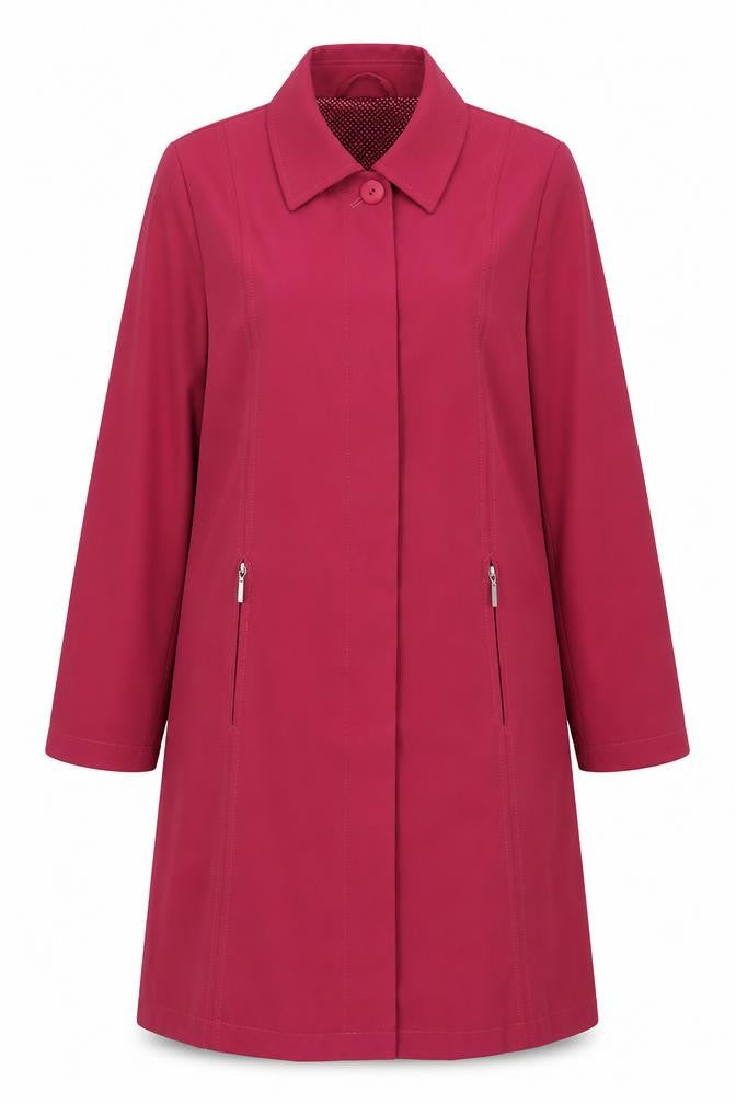Front view of Eastex Women's Red Overcoat, size 10